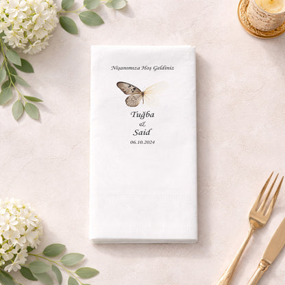 Tuğba & Said Kelebek Temalı Nişan Baskılı Peçete