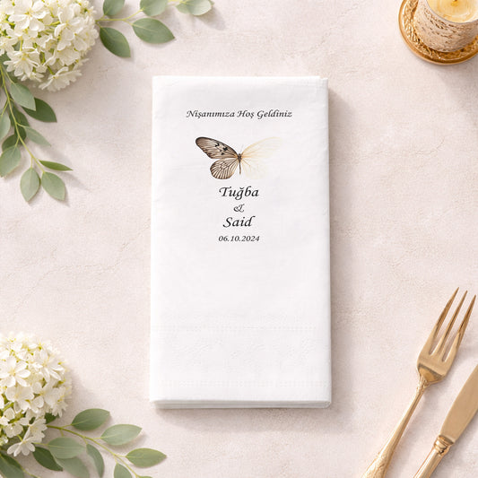 Tuğba & Said Kelebek Temalı Nişan Baskılı Peçete