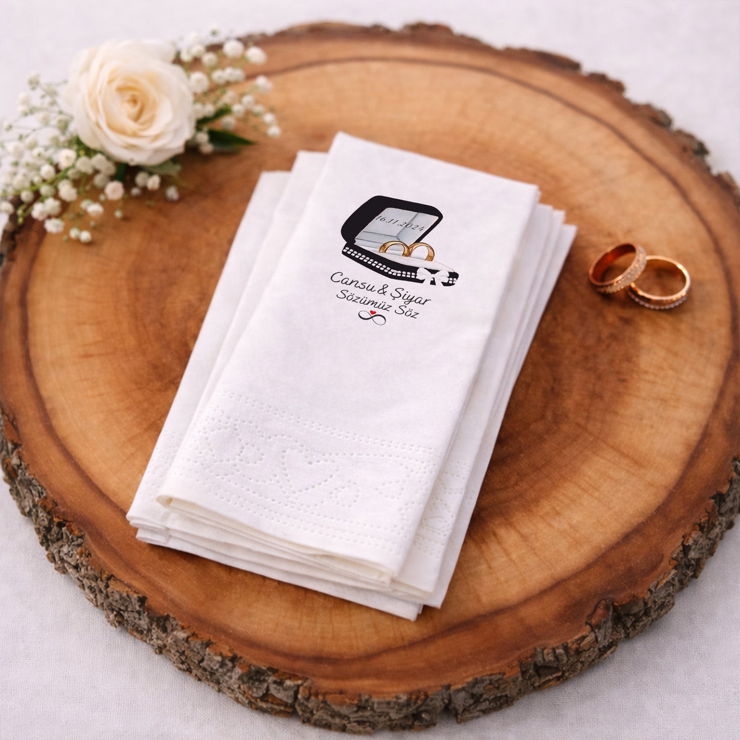 Cansu & Şiyar Söz Hatırası Temalı Düğün ve Nişan Baskılı Peçete