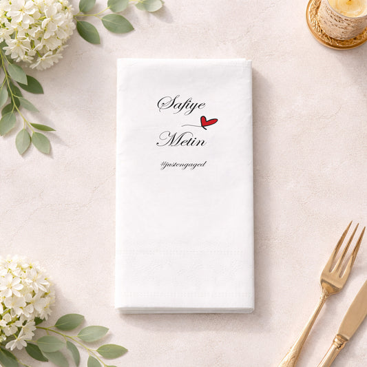 Safiye & Metin Just Engaged Yazılı Nişan Baskılı Peçete