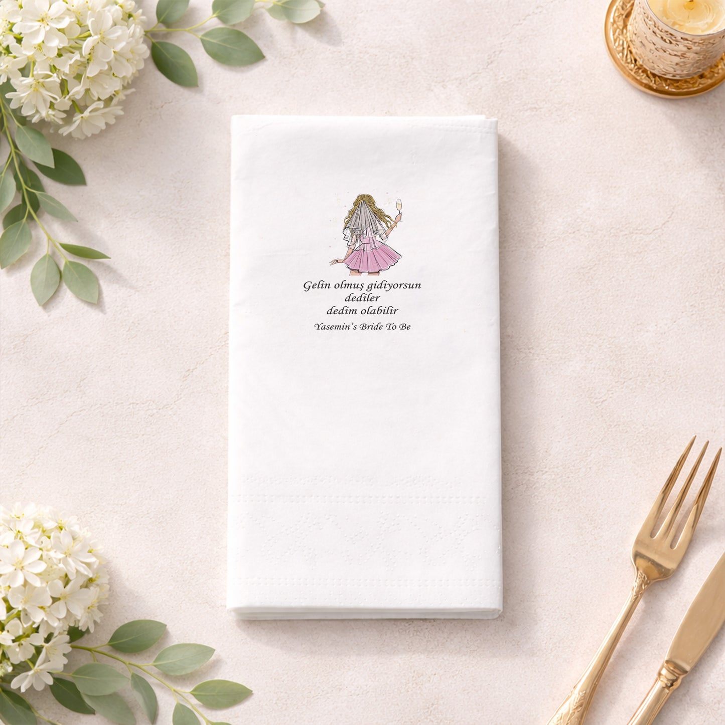 Bride To Be Temalı Kına Peçetesi – Eğlenceli ve Modern Bekarlığa Veda