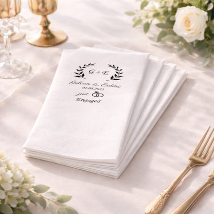 Minimal Defne Çerçeveli Nişan Peçetesi – Zamansız Organizasyon Tasarımı