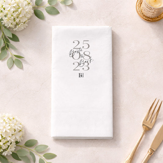 Modern Tarihli Düğün ve Nişan Baskılı Peçete Tasarımı