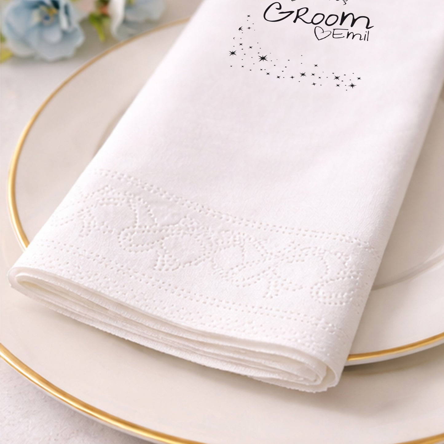 Bride & Groom Yazılı Eğlenceli Düğün Baskılı Peçete