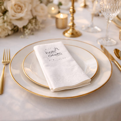 Bride & Groom Yazılı Eğlenceli Düğün Baskılı Peçete