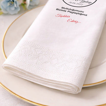Yuvarlak Logolu Düğün Teşekkür Baskılı Peçete Tasarımı
