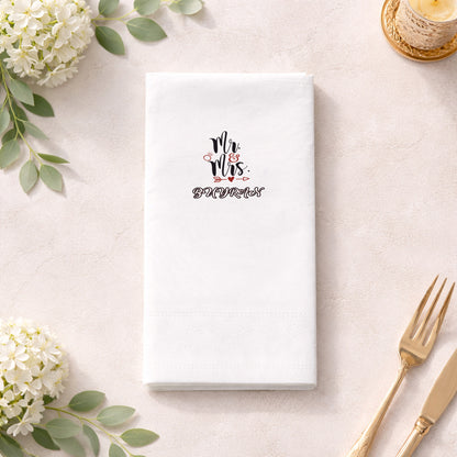 Mr & Mrs Yazılı İsimli Düğün Baskılı Peçete Tasarımı