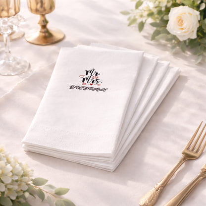 Mr & Mrs Yazılı İsimli Düğün Baskılı Peçete Tasarımı