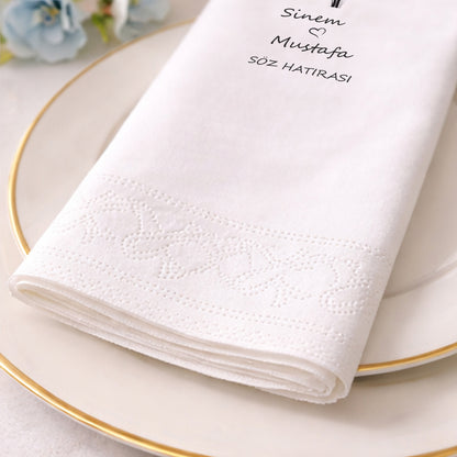 Siyah Beyaz Çiçekli İsimli Söz ve Nişan Baskılı Peçete
