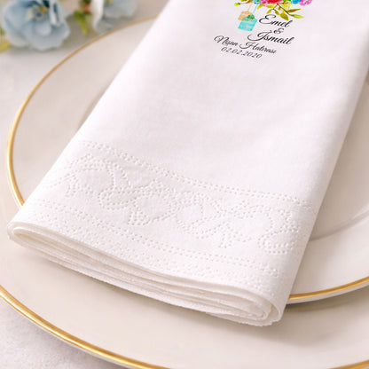 Renkli Çiçekli İsimli Nişan Hatırası Baskılı Peçete