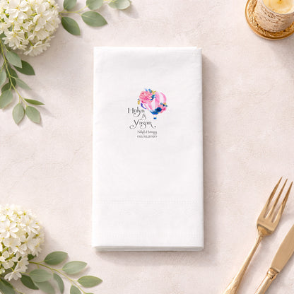 Kırmızı Çiçekli İsimli Nişan Hatırası Baskılı Peçete