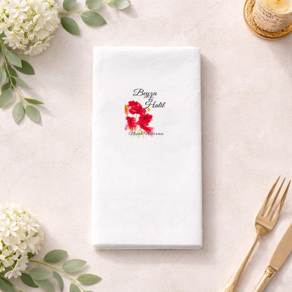 Mor Çelenkli Harf Logolu Düğün ve Nişan Baskılı Peçete