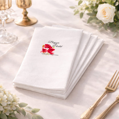 Mor Çelenkli Harf Logolu Düğün ve Nişan Baskılı Peçete