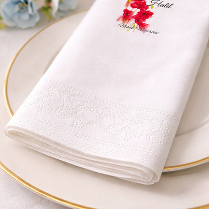 Mor Çelenkli Harf Logolu Düğün ve Nişan Baskılı Peçete