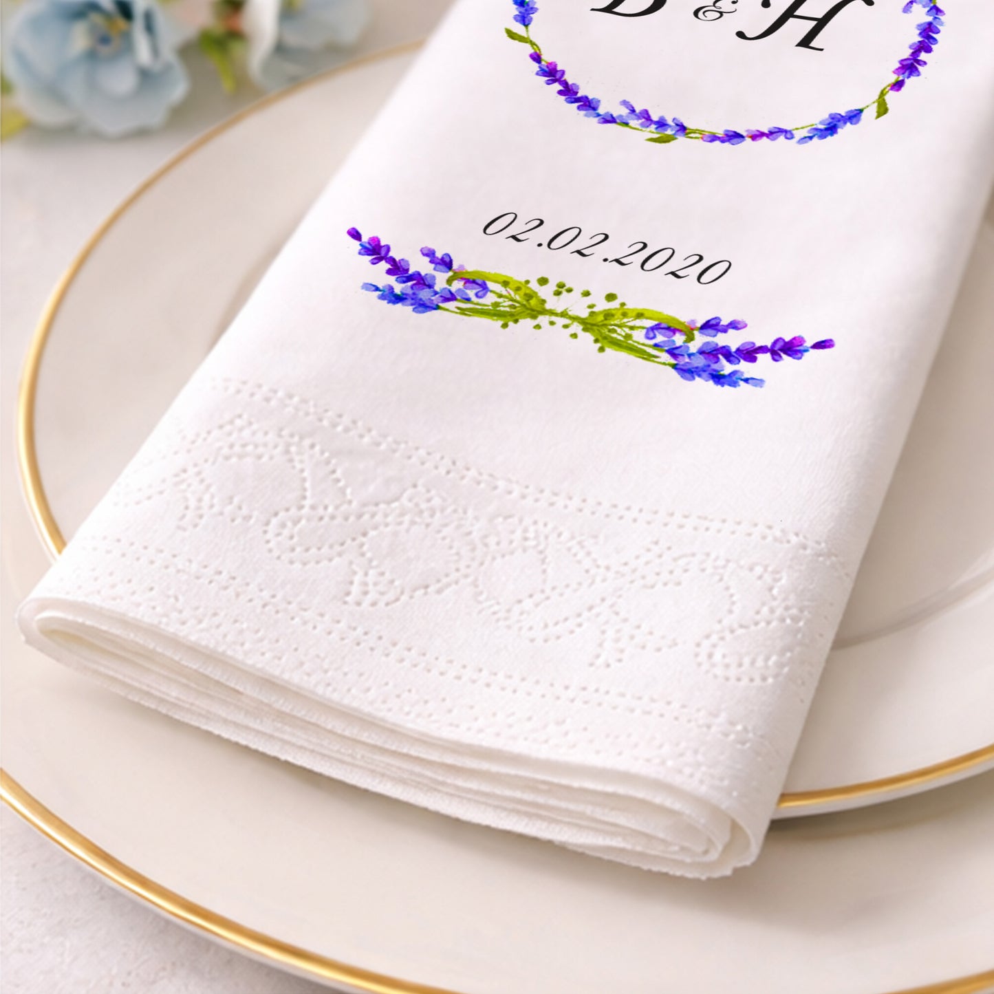 Hat Yazılı Dini Temalı İsimli Nikah ve Düğün Peçetesi