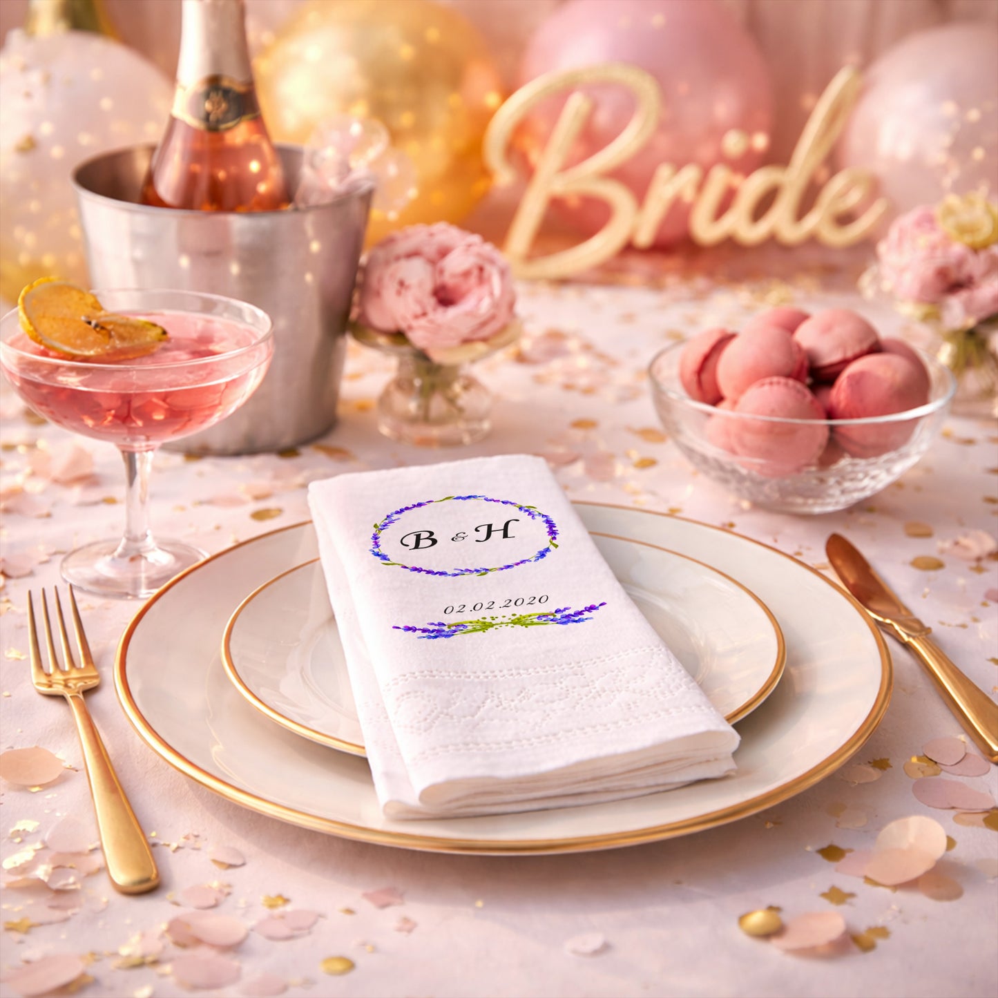 Hat Yazılı Dini Temalı İsimli Nikah ve Düğün Peçetesi