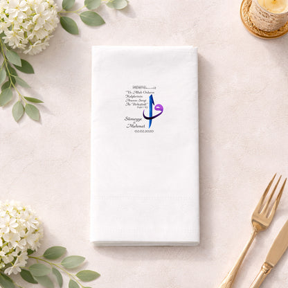 Ayet ve İsimli Nikah Peçetesi – Zarif Düğün Organizasyon Tasarımı