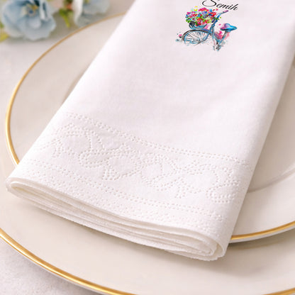 Sema & Semih Temalı Bisiklet Desenli Nişan Peçetesi