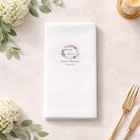 Melek & Kerem Çiçek Çemberli Nişan Peçetesi Tasarımı