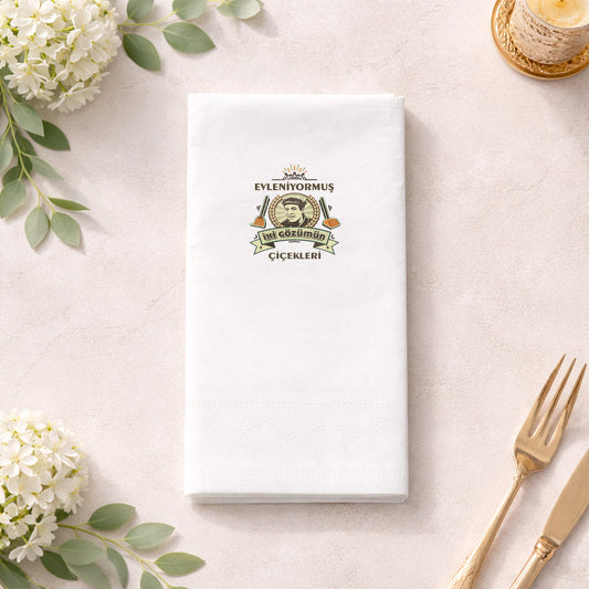 Minimal Tipografili Sade İsimli Nikah ve Düğün Peçetesi