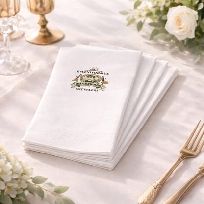 Minimal Tipografili Sade İsimli Nikah ve Düğün Peçetesi