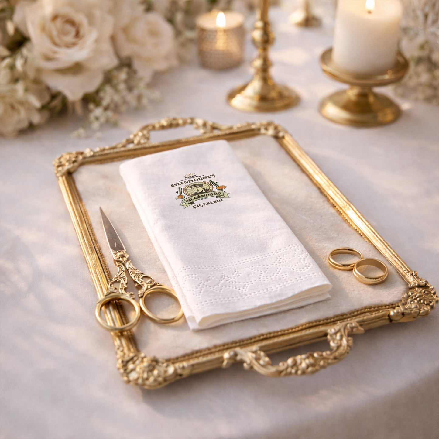 Minimal Tipografili Sade İsimli Nikah ve Düğün Peçetesi