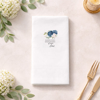 Çiçekli Geometrik Çerçeveli Söz ve Nişan Peçetesi