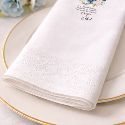 Çiçekli Geometrik Çerçeveli Söz ve Nişan Peçetesi