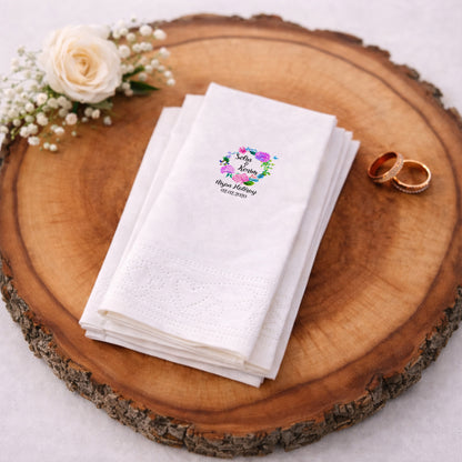 Renkli Çiçekli Romantik Nişan ve Söz Baskılı Peçete