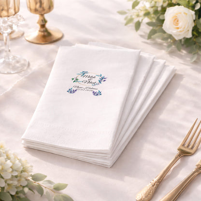 Yaprak Çelenkli İsimli Nişan ve Düğün Baskılı Özel Gün Peçetesi