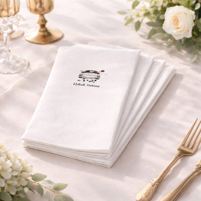 İsimli Gelin Arabası Temalı Nikah Baskılı Özel Gün Peçetesi