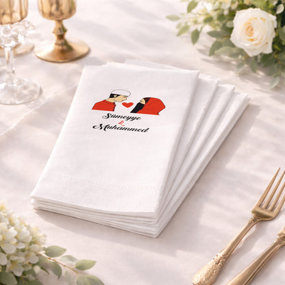 Figürlü Muhafazakâr Temalı İsimli Nikah Baskılı Özel Gün Peçetesi