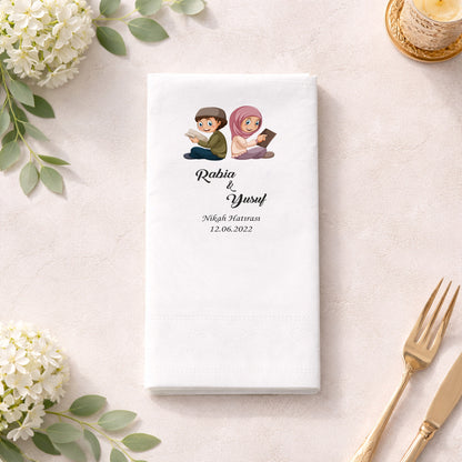 Çocuk Figürlü Muhafazakâr Nikah Hatırası Baskılı Peçete
