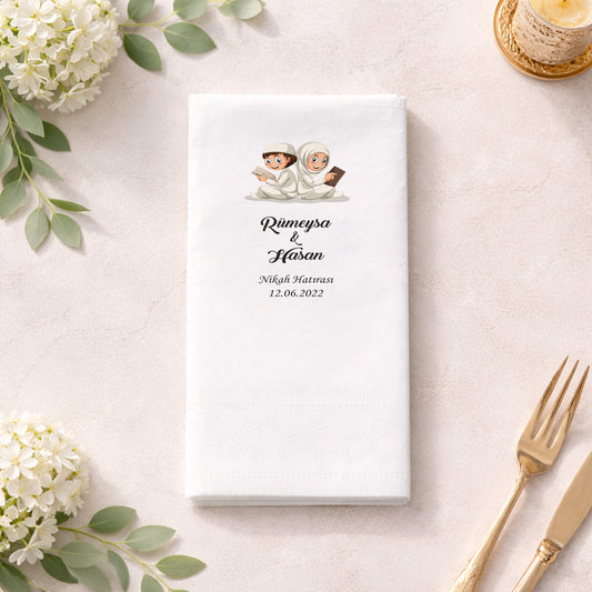 Sade Tipografili Hoşgeldiniz Yazılı Düğün Baskılı Peçete