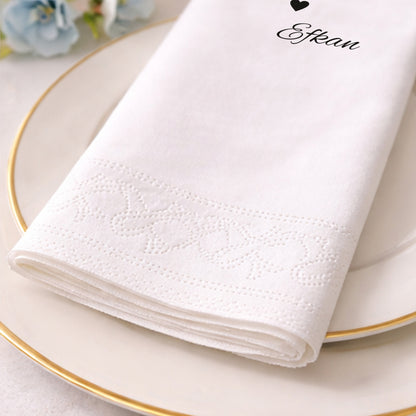 Minimal Kalp Simgeli İsimli Düğün ve Nişan Baskılı Peçete