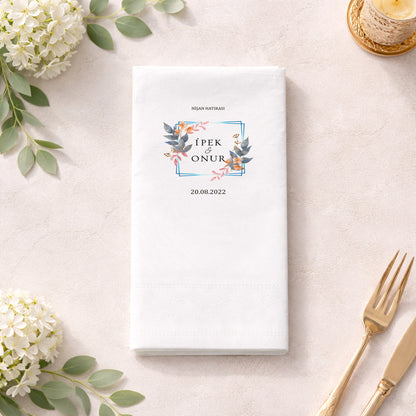 İpek & Onur Nişan Hatırası Geometrik Çerçeveli Peçete