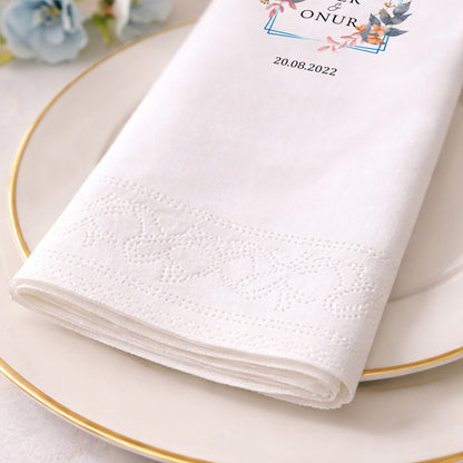 İpek & Onur Nişan Hatırası Geometrik Çerçeveli Peçete