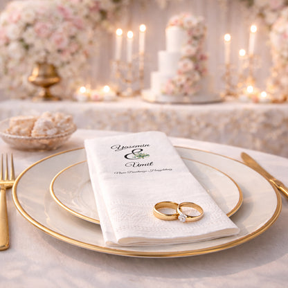 Yasemin & Ümit Floral Desenli "Hoş Geldiniz" Yazılı Kişiye Özel Peçete