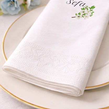 İlayda & Sefa Bahar Çiçeği Desenli Kalpli Siyah Baskılı Peçete