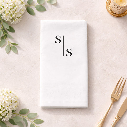 S & S Harf Logolu Minimalist Siyah Baskılı Organizasyon Peçetesi