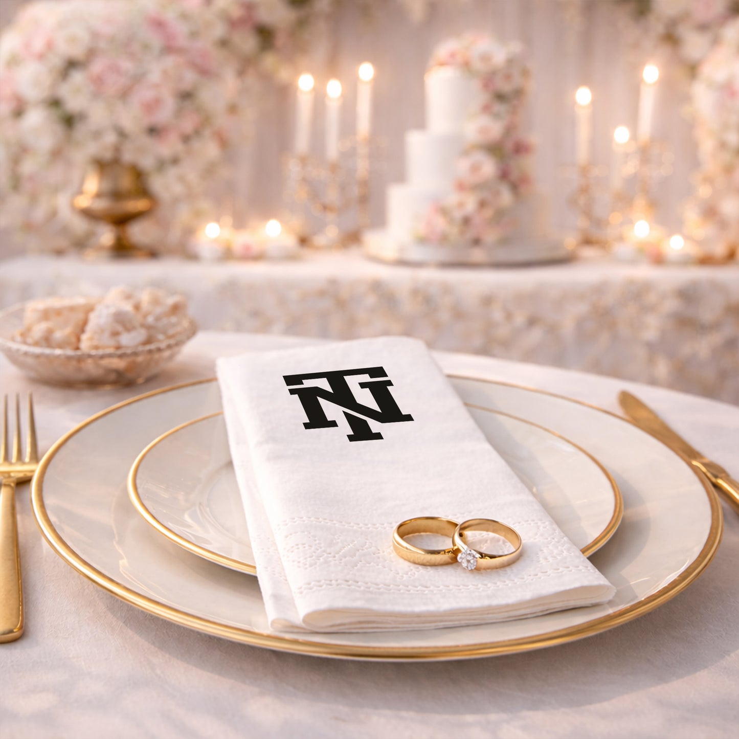 TN Baş Harfli Logolu Modern Baskılı Organizasyon Peçetesi