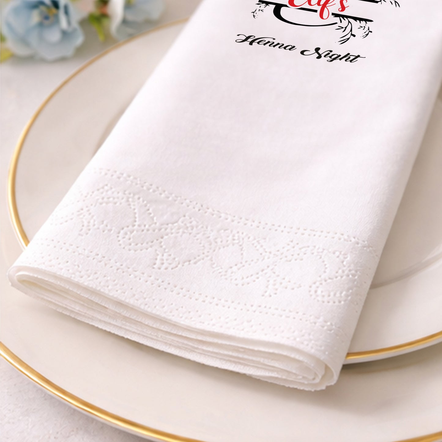 Elif’s Henna Night Kırmızı Yazılı Şık Kına Gecesi Peçetesi