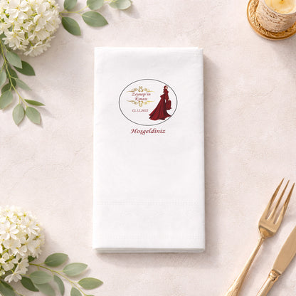 Zeynep’in Kınası Tesettürlü Gelin Figürlü Baskılı Peçete