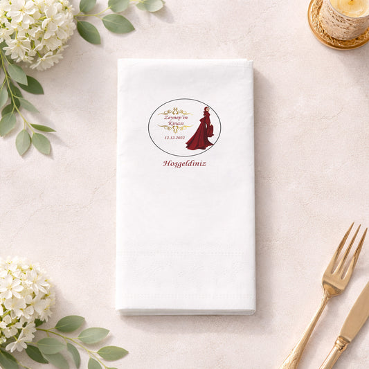 Zeynep’in Kınası Tesettürlü Gelin Figürlü Baskılı Peçete