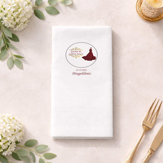 Gülsüm’ün Gelini Kınası Temalı Kişiye Özel Baskılı Kına Peçetesi