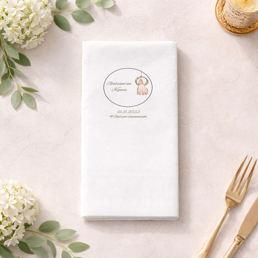 Gülsüm'ün Kınası Salıncakta Gelin Tasarımlı Siyah Kına Peçetesi