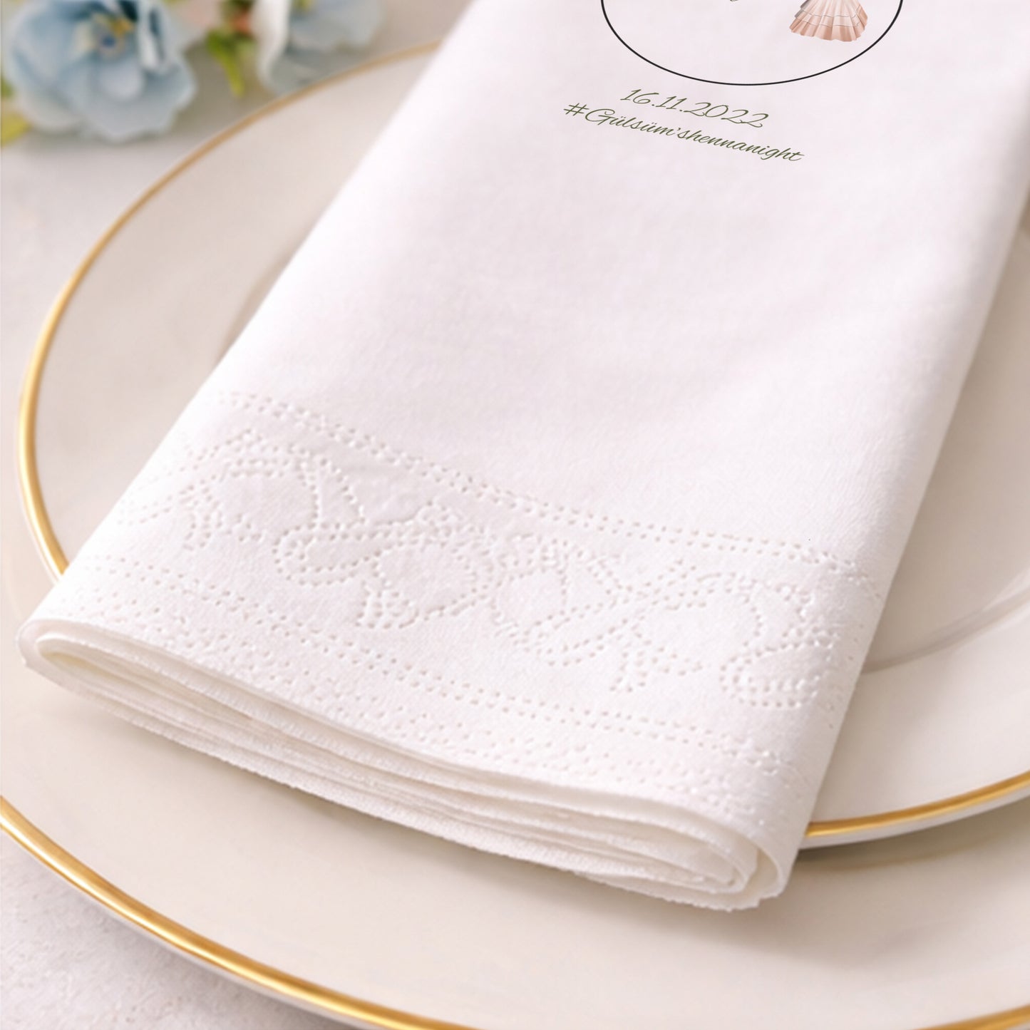 Gülsüm'ün Kınası Salıncakta Gelin Tasarımlı Siyah Kına Peçetesi