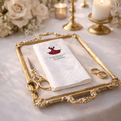 Kadınlara Özel Mesajlı Salıncakta Gelin Temalı Şık Kına Peçetesi