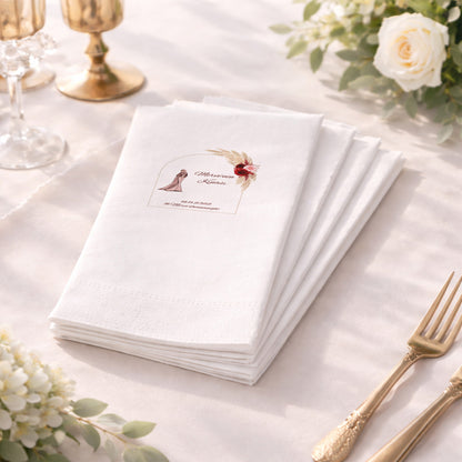 Merve'nin Kınası Pudra Tonlu Zarif Tasarım Baskılı Nişan Peçetesi