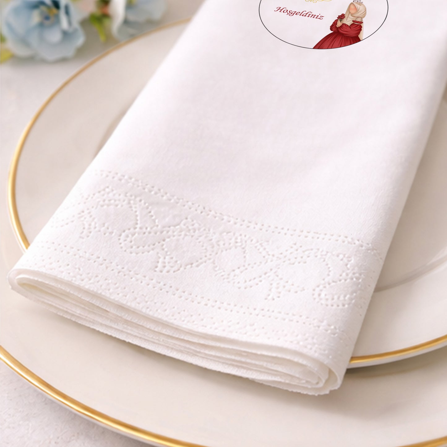 Gülsüm'ün Kına Gecesi Taçlı Gelin Tasarımlı Siyah Lüks Peçete